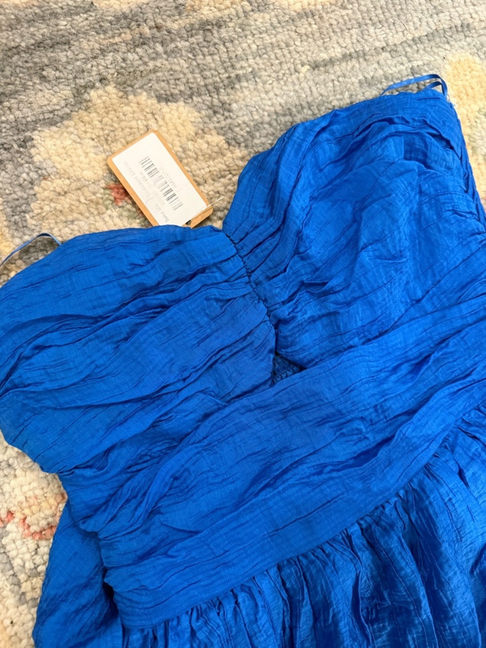 vestique Strapless Smocked Dress in Bright Blue